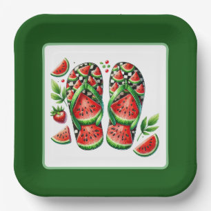 Süße Wassermelonen Flip Flop Strandparty Pappteller