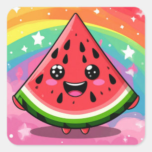 Süße Wassermelonen-Scheibe für Sommerliebhaber Quadratischer Aufkleber