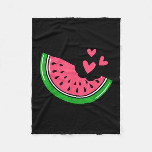 Süße Wassermelonen-Scheibe mit Herzen angebissen S Fleecedecke