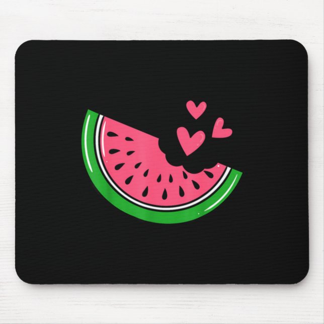 Süße Wassermelonen-Scheibe mit Herzen angebissen S Mousepad (Vorne)