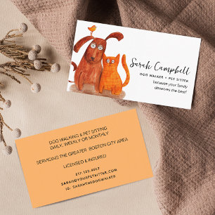 Süße Watercolor-Hunde-Spaziergang-Haustiersitting Visitenkarte