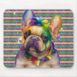 SÜSSE WATERCOLOR MARDI GRAS FRANZÖSISCHER BULLDOGG MOUSEPAD