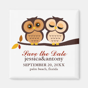 Süße Wedding Fall-Eulen Magnet