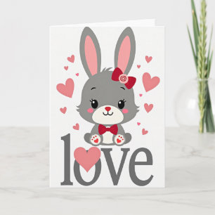 Süße weiche Hase-Liebesherzen-Karte Karte