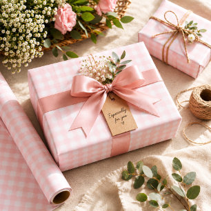 Süße weiche rosa Gingham-Geburtstags Geschenkpapier