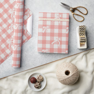 Süße weiche rosa Gittermuster & Schleifen Geschenkpapier