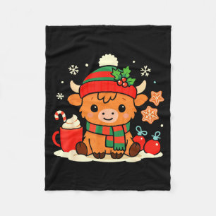 Süße Weihnachten Highland-Kuh Färse Xmas Bauernhof Fleecedecke