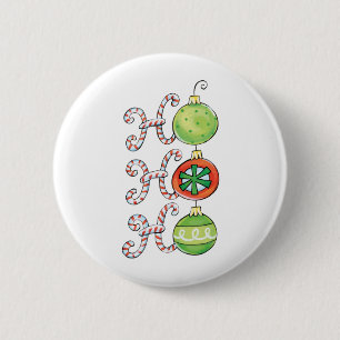 Süße Weihnachten Ho Ho Ho, Candy Canes Ornamente Button