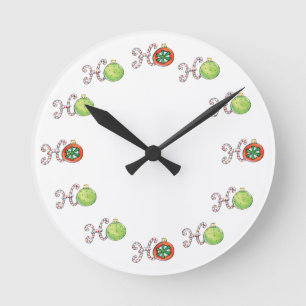 Süße Weihnachten Ho Ho Ho, Zuckerstangen Ornamente Runde Wanduhr