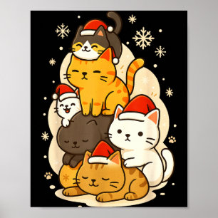 Süße Weihnachten Kawaii Katzen Neko Lustige Kitten Poster