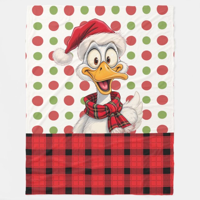 Süße Weihnachts-Cartoon-Ente Fleecedecke (Vorderseite)