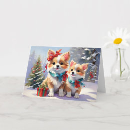 Süße Weihnachts-Corgis - Festliche Freude Karte