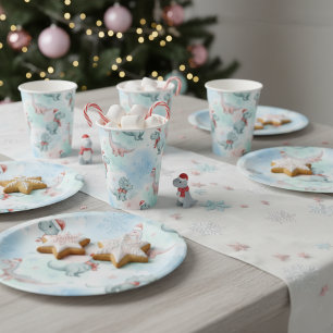 Süße Weihnachts-Dinosaurier-Kinder-Feiertags-Dino- Pappteller