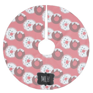 Süße Weihnachts-Donut-Sprinkles-Familieninitiale Polyester Weihnachtsbaumdecke