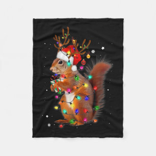 Süße Weihnachts-Eichhörnchen-Lichter-Rentiere Weih Fleecedecke