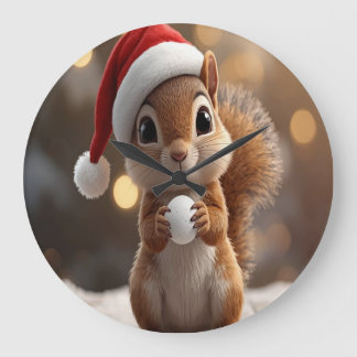 Süße Weihnachts-Eichhörnchen-Wanduhr Große Wanduhr