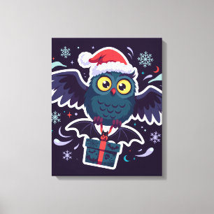 Süße Weihnachts-Eule-Leinwand Leinwanddruck