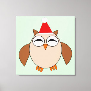 Süße Weihnachts-Eulen-Leinwanddruck Leinwanddruck