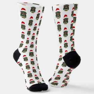 Süße Weihnachts-Eulen-Socken Festliches Karo Kusch Socken