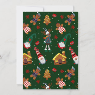 Süße Weihnachts-Gingerbread-Gnome-Rentiere-Party Feiertagskarte