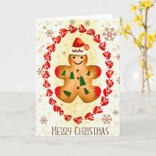 Süße Weihnachts-Gingerbread-Man-Feiertagskarte Karte