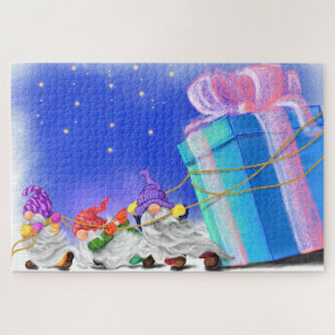 Süße Weihnachts-Gnome bringen ein großartiges Gesc Puzzle