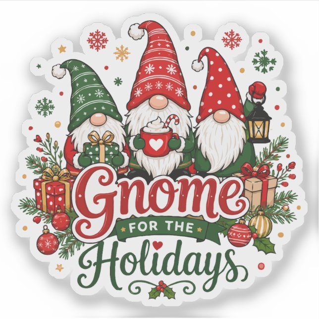 Süße Weihnachts-Gnome-Feiertagsdesign Aufkleber (Vorderseite)