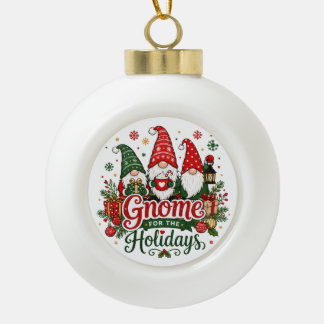Süße Weihnachts-Gnome-Feiertagsdesign Keramik Kugel-Ornament