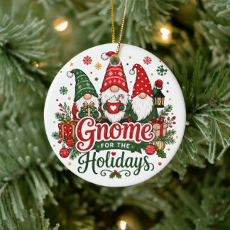 Süße Weihnachts-Gnome-Feiertagsdesign Keramik Ornament