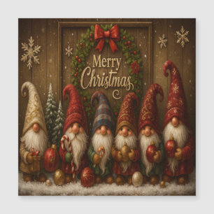 Süße Weihnachts-Gnome Frohe Magnetkarte