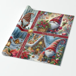 Süße Weihnachts-Gnome Geschenkpapier mit Text