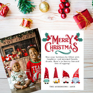 Süße Weihnachts-Gnome, individuelle Grüße und Foto Feiertagskarte