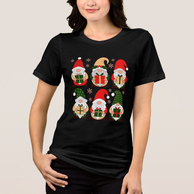 Süße Weihnachts-Gnome  Tri-Blend Shirt (Vorderseite)