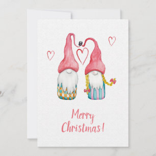 Süße Weihnachts-Gnome-Zwillinge Wasserfarben-Kunst