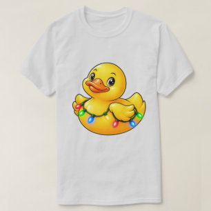 Süße Weihnachts-Gummiente Weihnachtslichter Feiert T-Shirt