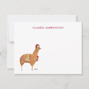 Süße Weihnachts-Handgezeichnete-Alpaka-Flat-Notizk Mitteilungskarte