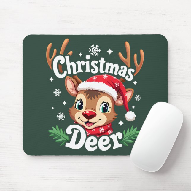 Süße Weihnachts-Hirsch-Illustration Mousepad (Mit Mouse)