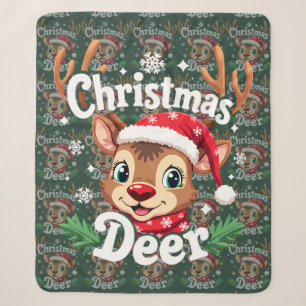 Süße Weihnachts-Hirsch-Illustration Sherpadecke