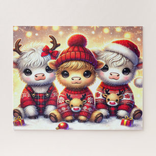 Süße Weihnachts-Hochlandkühe Puzzle