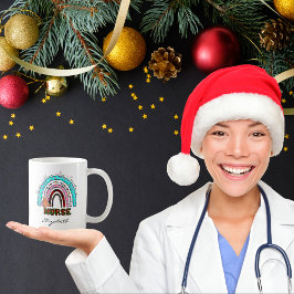 Süße Weihnachts-Krankenschwester Vintage-Regenboge Kaffeetasse