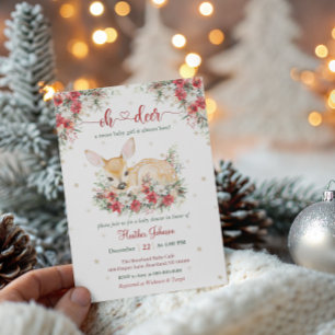 Süße Weihnachts-Oh-Hirsch-Baby-Party-Einladung Einladung
