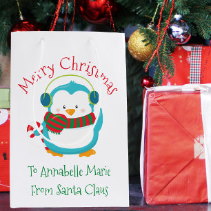 Süße Weihnachts-Pinguin-Persönliche Kinderparty Mittlere Geschenktüte