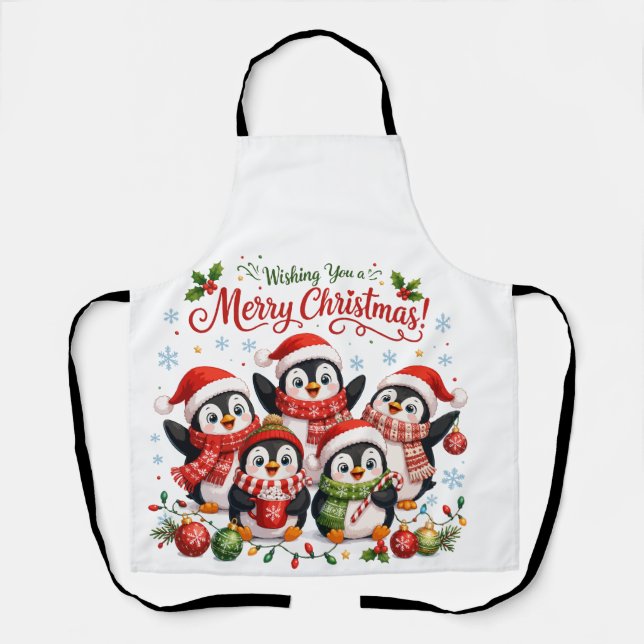 Süße Weihnachts-Pinguine Schürze (Vorderseite)