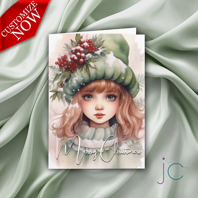 Süße Weihnachts-Pixie-Feiertage Karte (Customizable text )