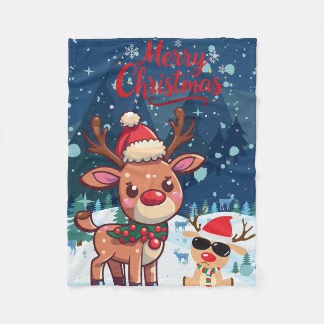 Süße Weihnachts-Rentier-Kinderdecke Fleecedecke (Vorderseite)