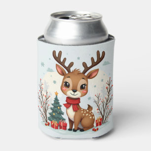 Süße Weihnachts-Rentier-Szene Schneebedeckter Wald Dosenkühler
