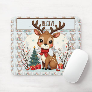 Süße Weihnachts-Rentier-Szene Schneebedeckter Wald Mousepad