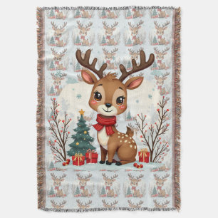 Süße Weihnachts-Rentier-Szene Schneewald Decke