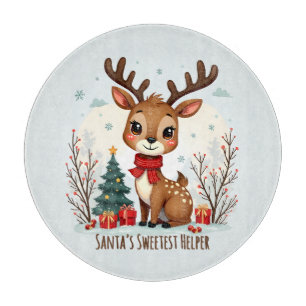Süße Weihnachts-Rentier-Szene Schneewald Schneidebrett