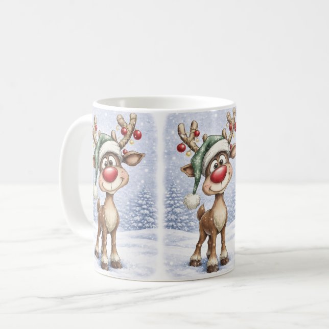 Süße Weihnachts-Rentier-Tasse Kaffeetasse (Vorderseite Links)